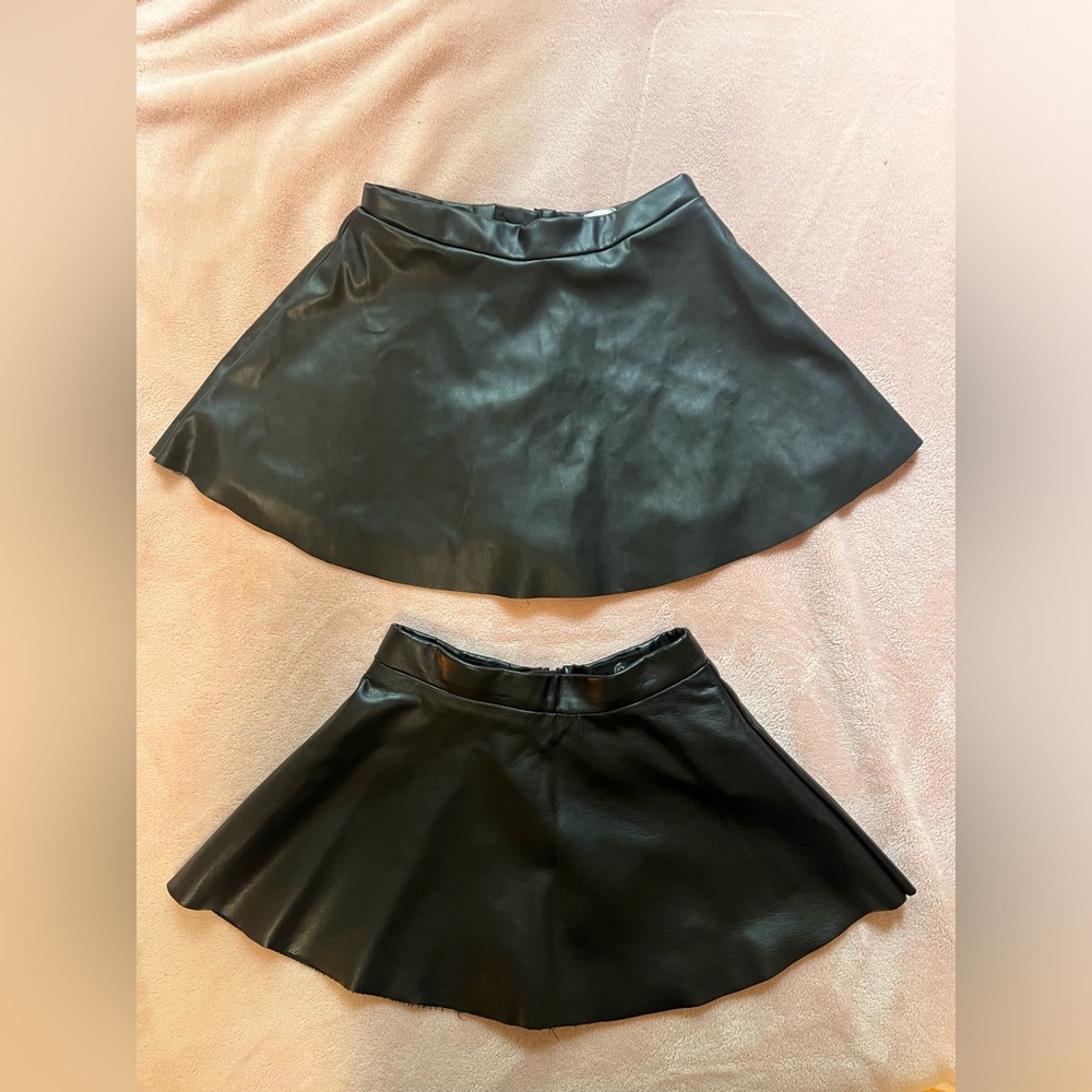 Faux leather mini skirts